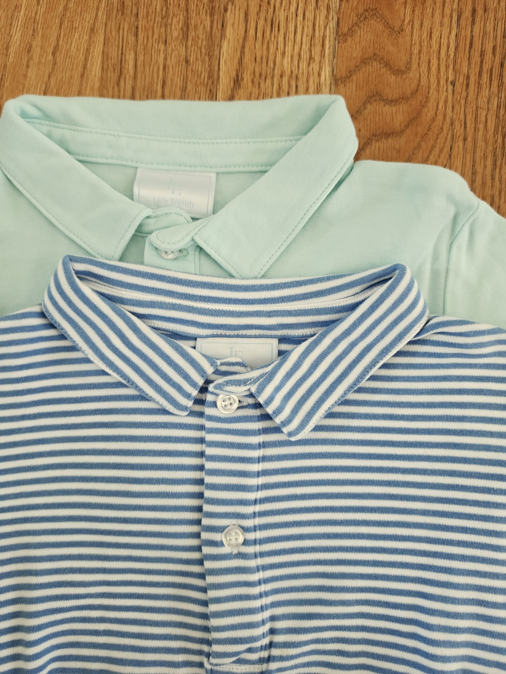 Little English Striped Blue and Mint Polo Duo Boys Size 5